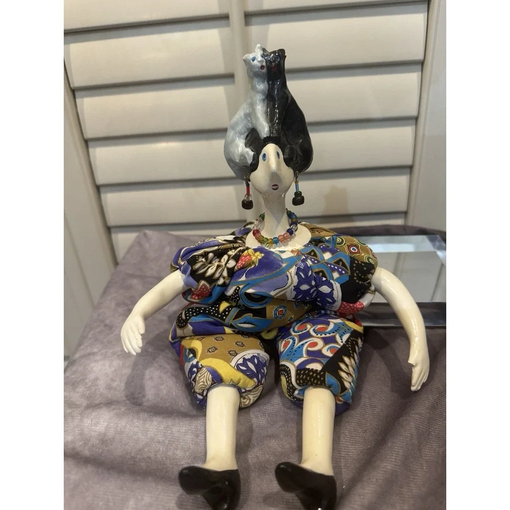 Cerri Art Poupee Millet Bean Bag‎ Handmade Doll France Vintage CATS 17